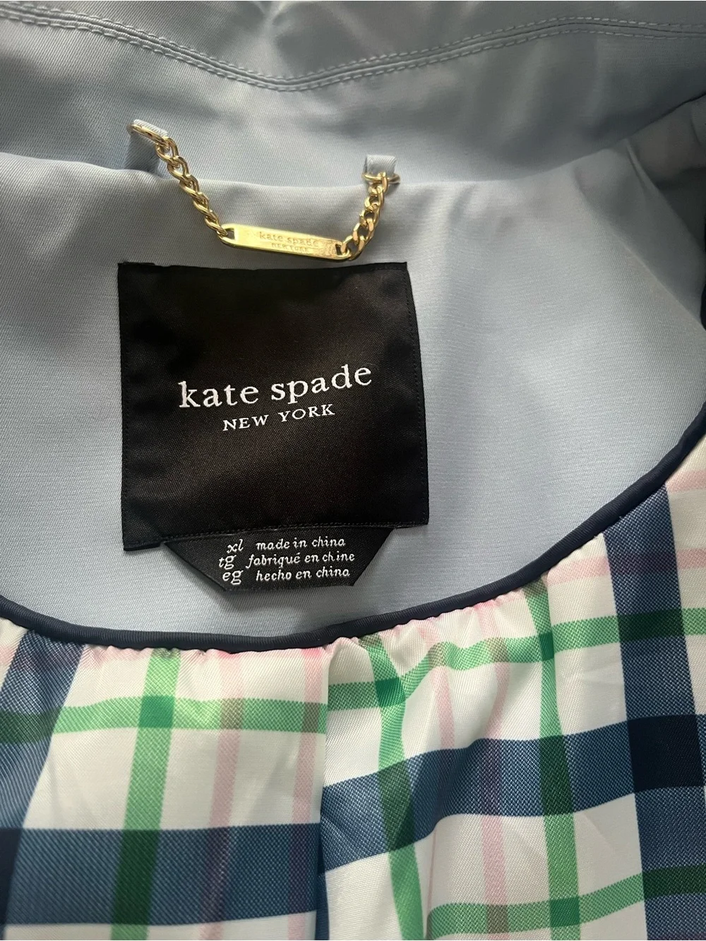 Kate Spade New York Pleated Back Trench Coat | Powder Blue | XL